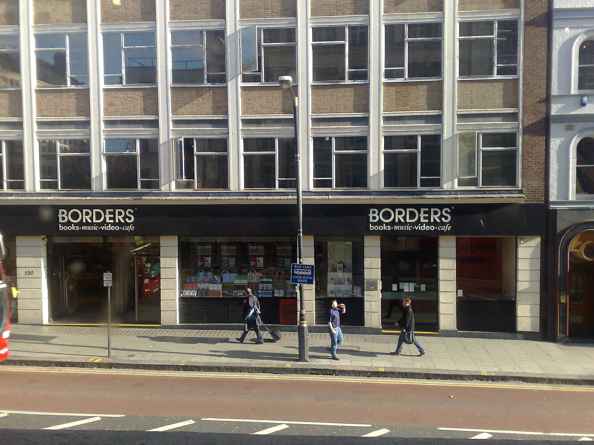 Borders bookshop storefront on Charing Cross Road, London, 2007