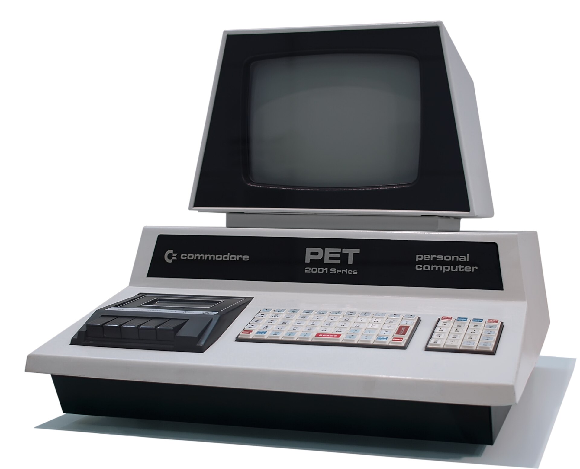 The Commodore PET 2001 of 1977 — the all-in-one machine, with built-in monitor and tape deck, that launched the company into computing