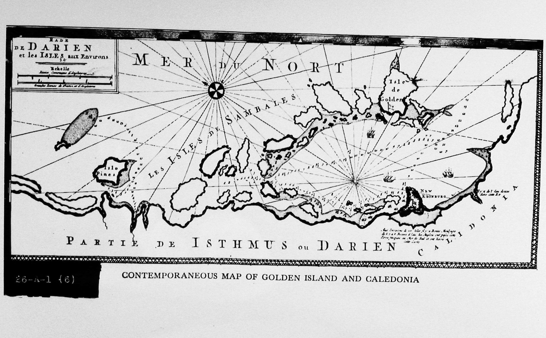 Contemporaneous map of Golden Island and New Caledonia, site of the Darien scheme