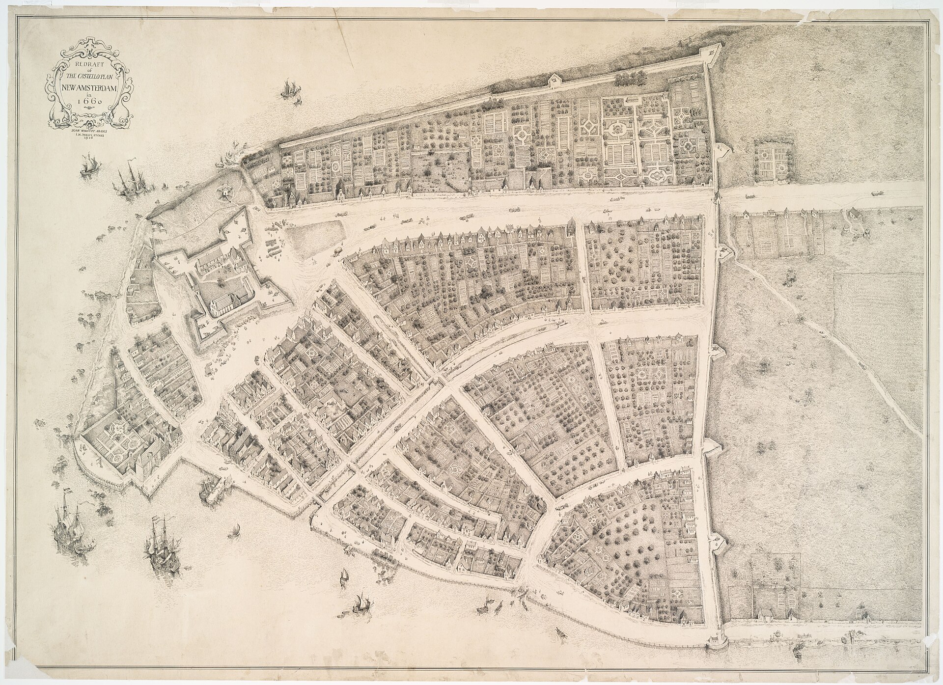 Map of New Amsterdam in 1660, the WIC settlement that became New York