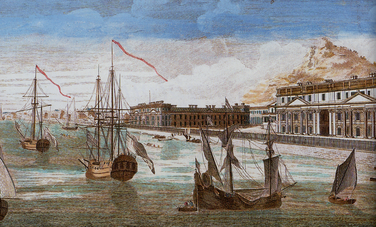 View of the French East India Company warehouses at Pondichéry