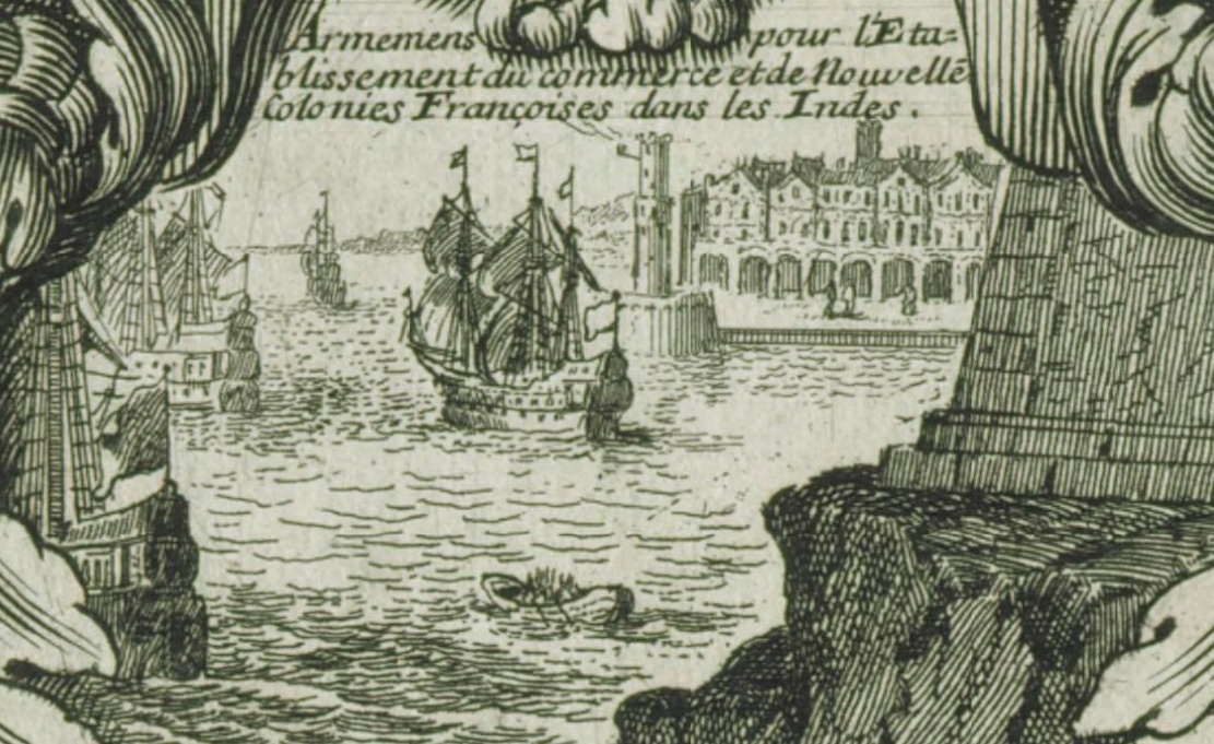 1699 engraving of French vessels departing for the Indies