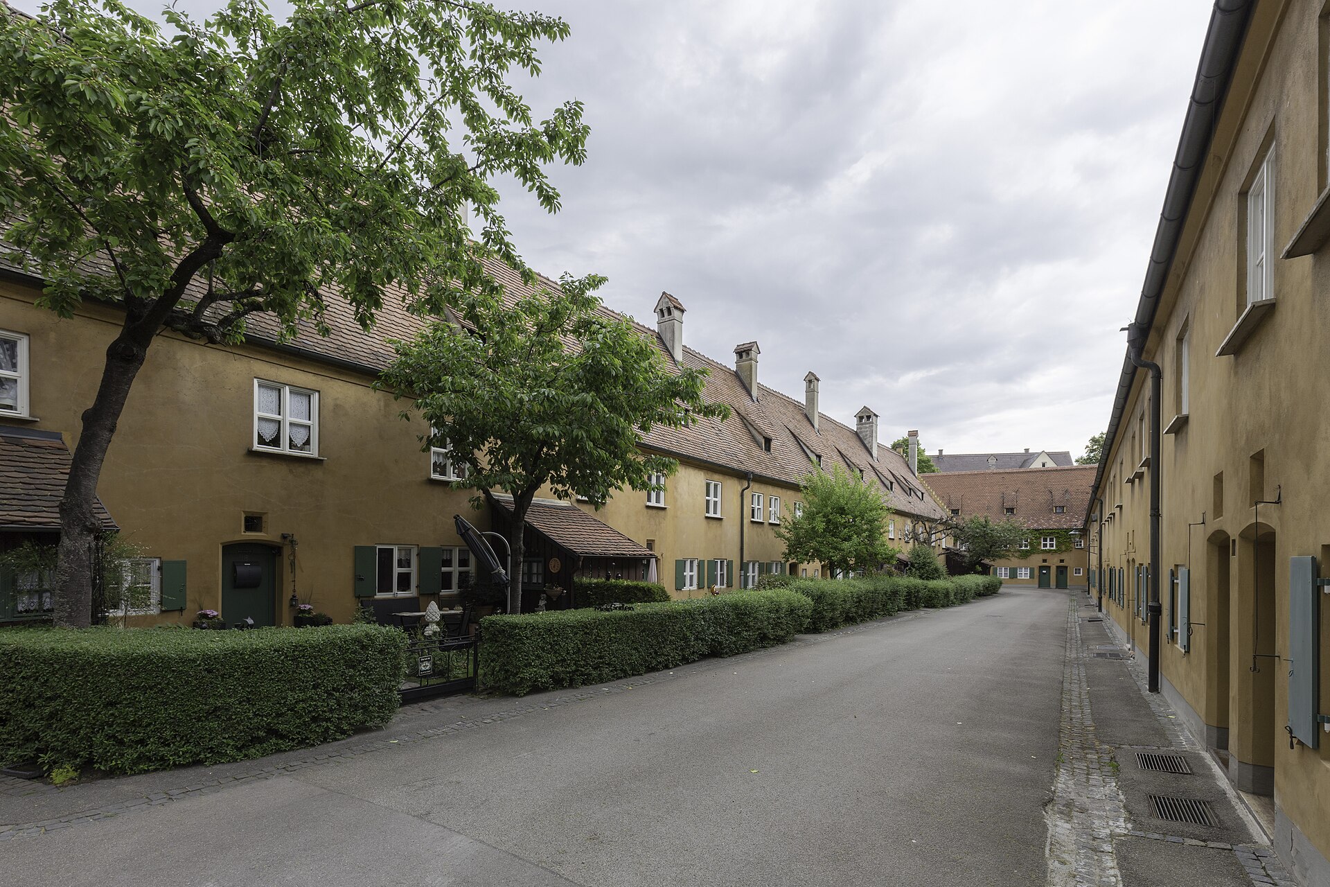 The Fuggerei in Augsburg, the almshouse settlement founded by Jakob Fugger in 1521