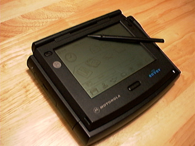 The Motorola Envoy communicator, a PDA running General Magic's Magic Cap operating system