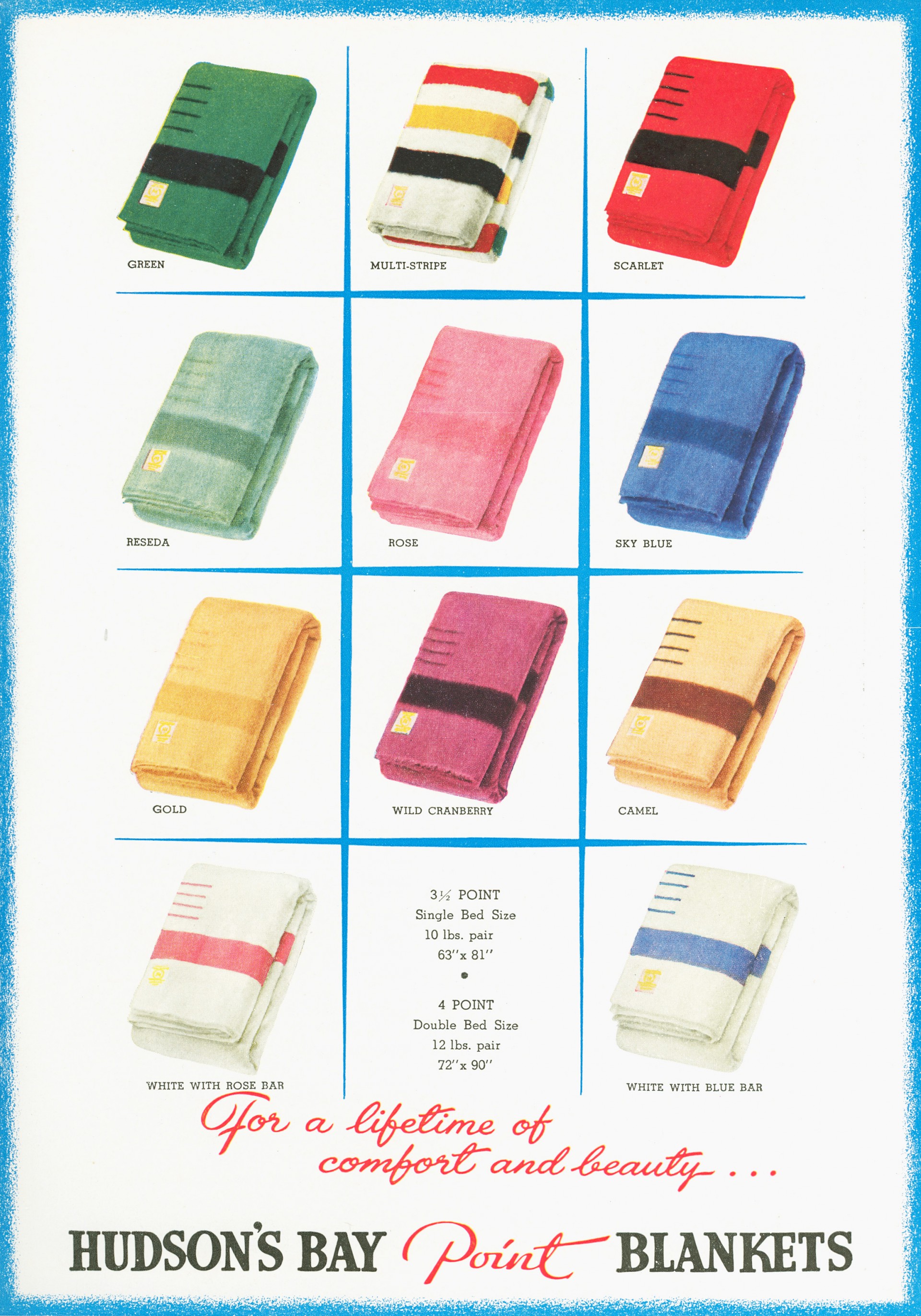 1952 advertisement for Hudson's Bay Company point blankets in The Beaver magazine