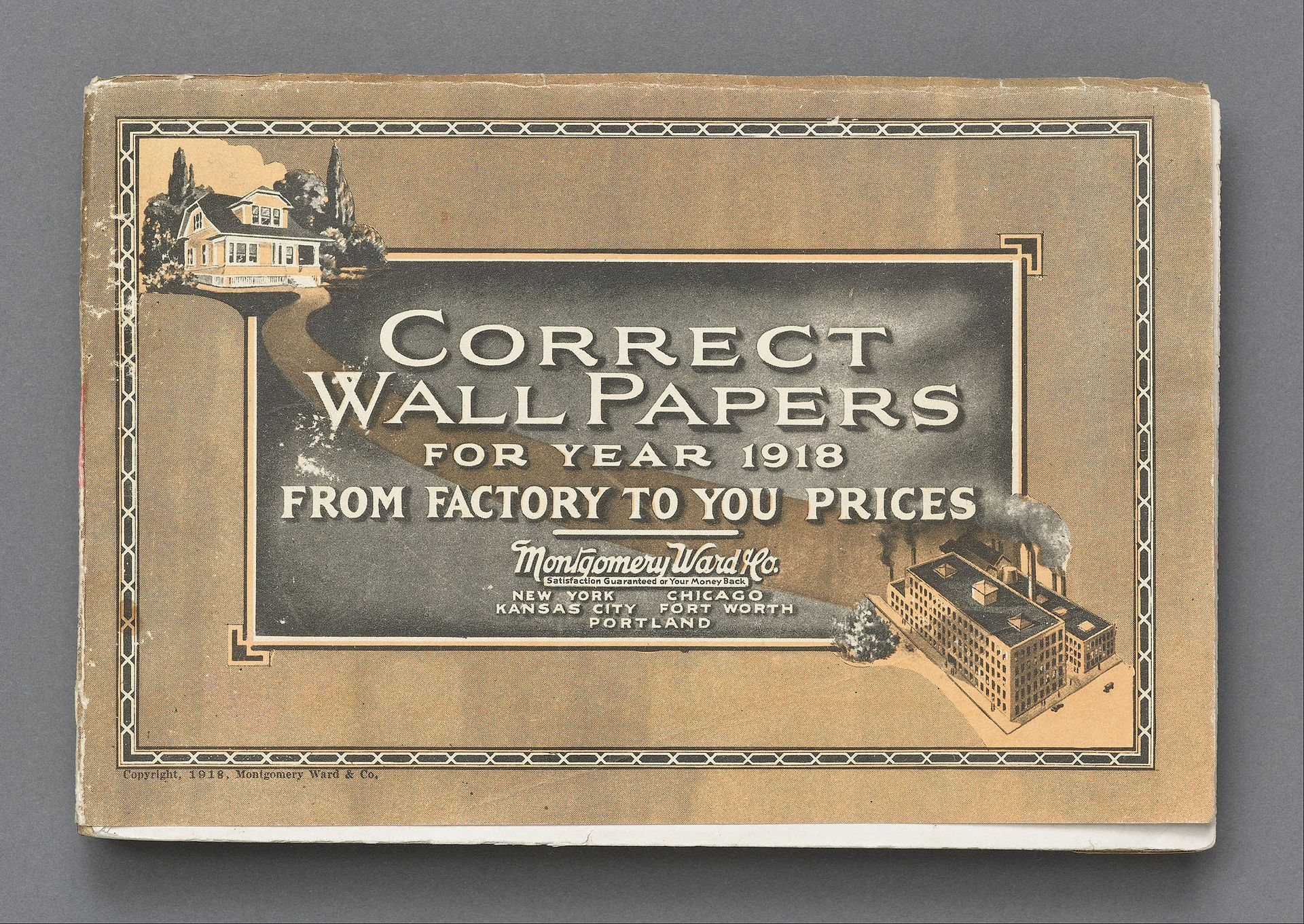 A 1918 Montgomery Ward mail-order wallpaper sample catalogue, sold through the company's catalogue business
