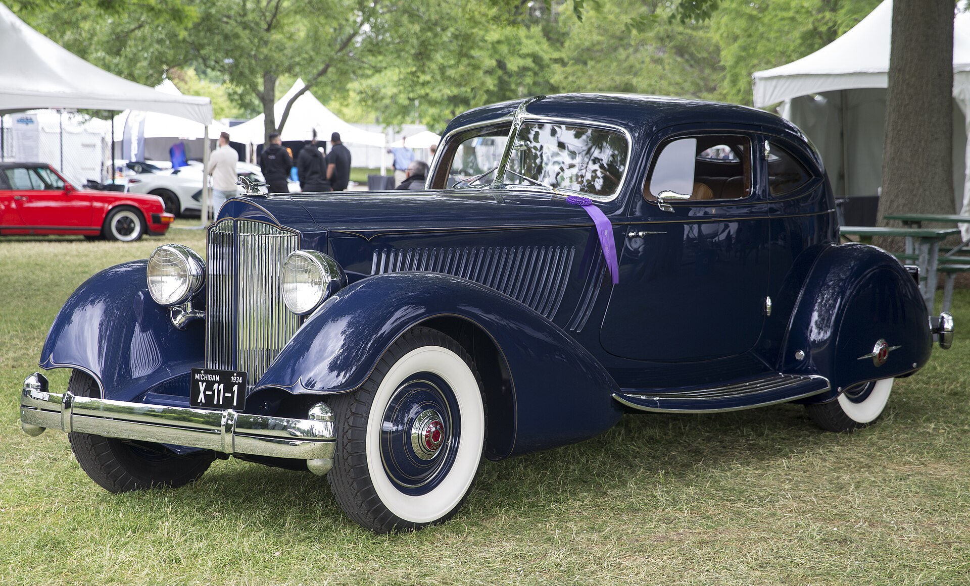 A 1934 Packard Twelve Aero Sport Coupe, custom-bodied by LeBaron, one of three surviving examples