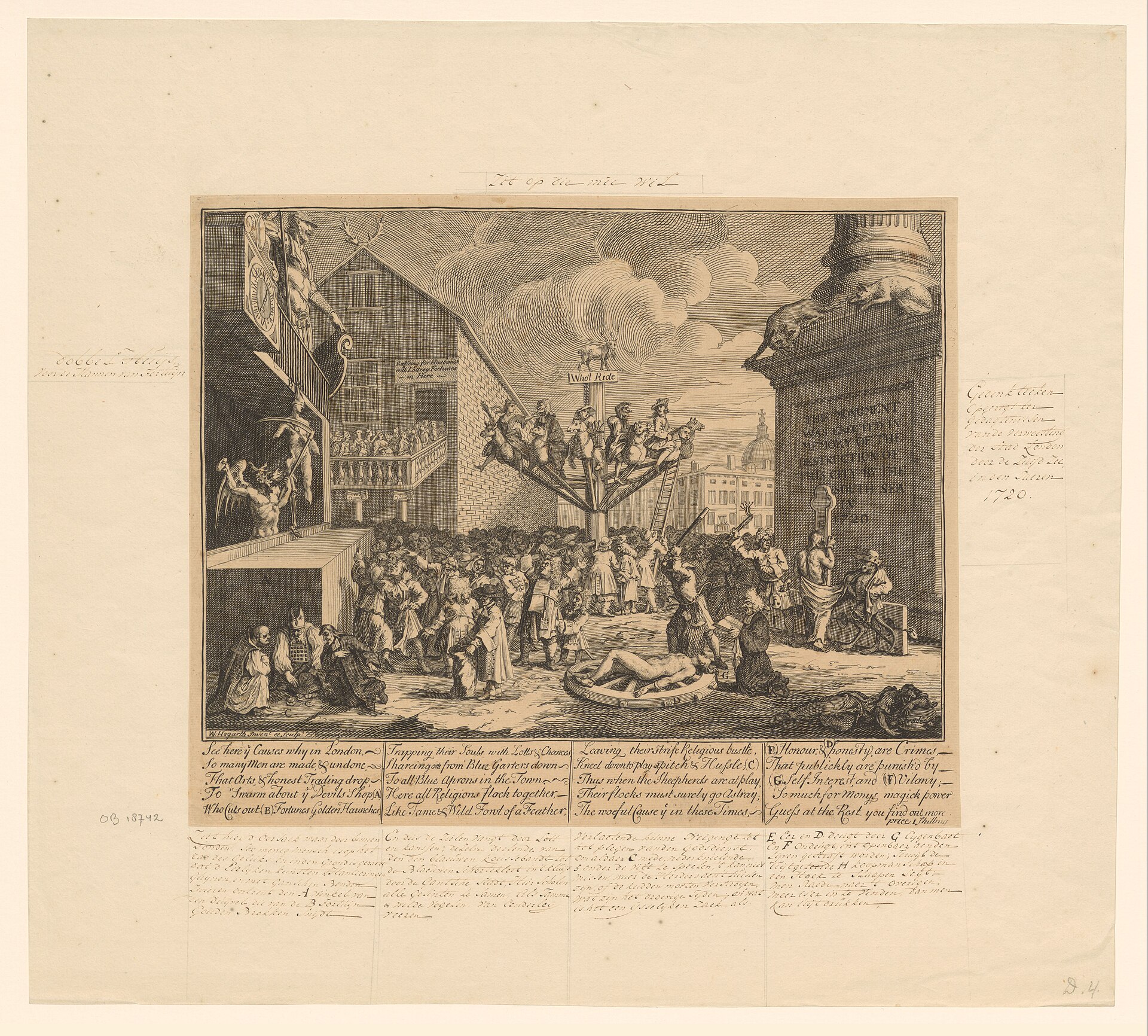 An 18th-century engraving satirising the collapse of the South Sea Company in 1720, Rijksmuseum.