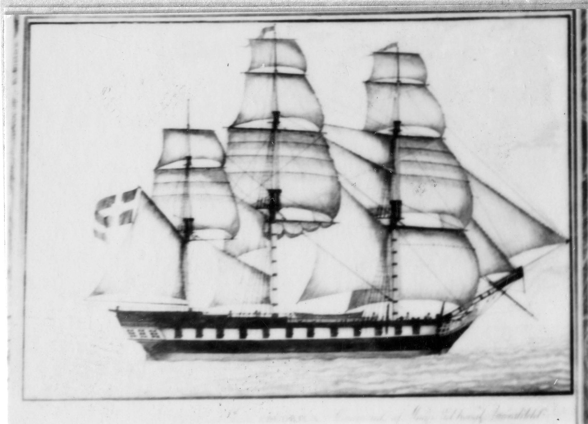 Watercolour ship portrait of the Swedish East India Company frigate Fredrica