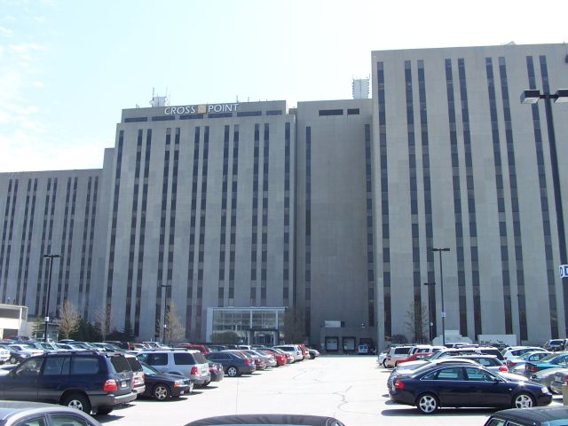 Former Wang Laboratories headquarters building in Lowell, Massachusetts