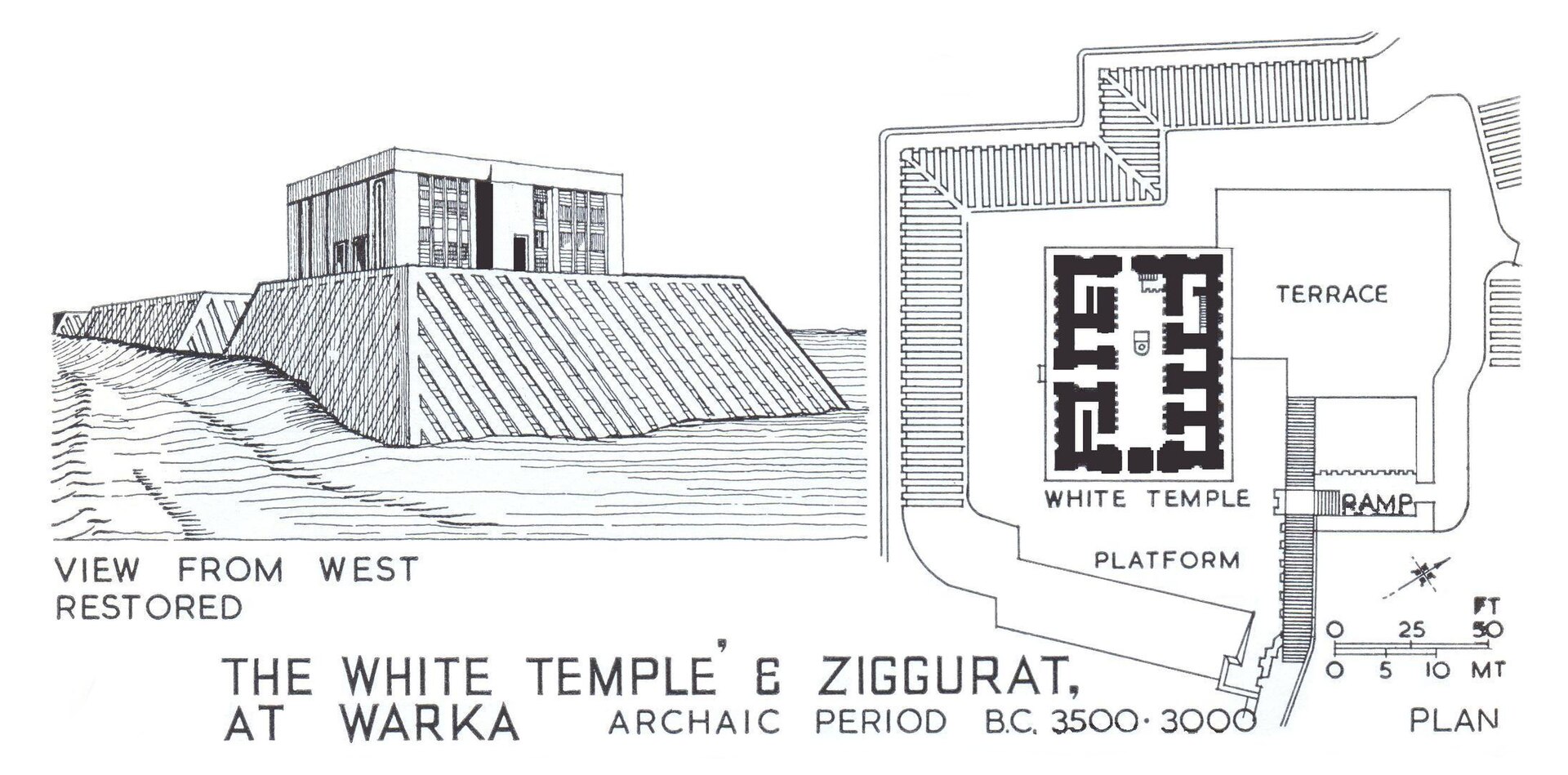 Reconstruction drawing of the White Temple of Anu at Uruk, c. 3500-3000 BCE