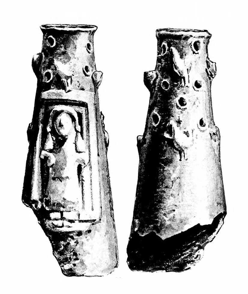 Terracotta vessel from Kition with dove and woman motifs relating to Astarte
