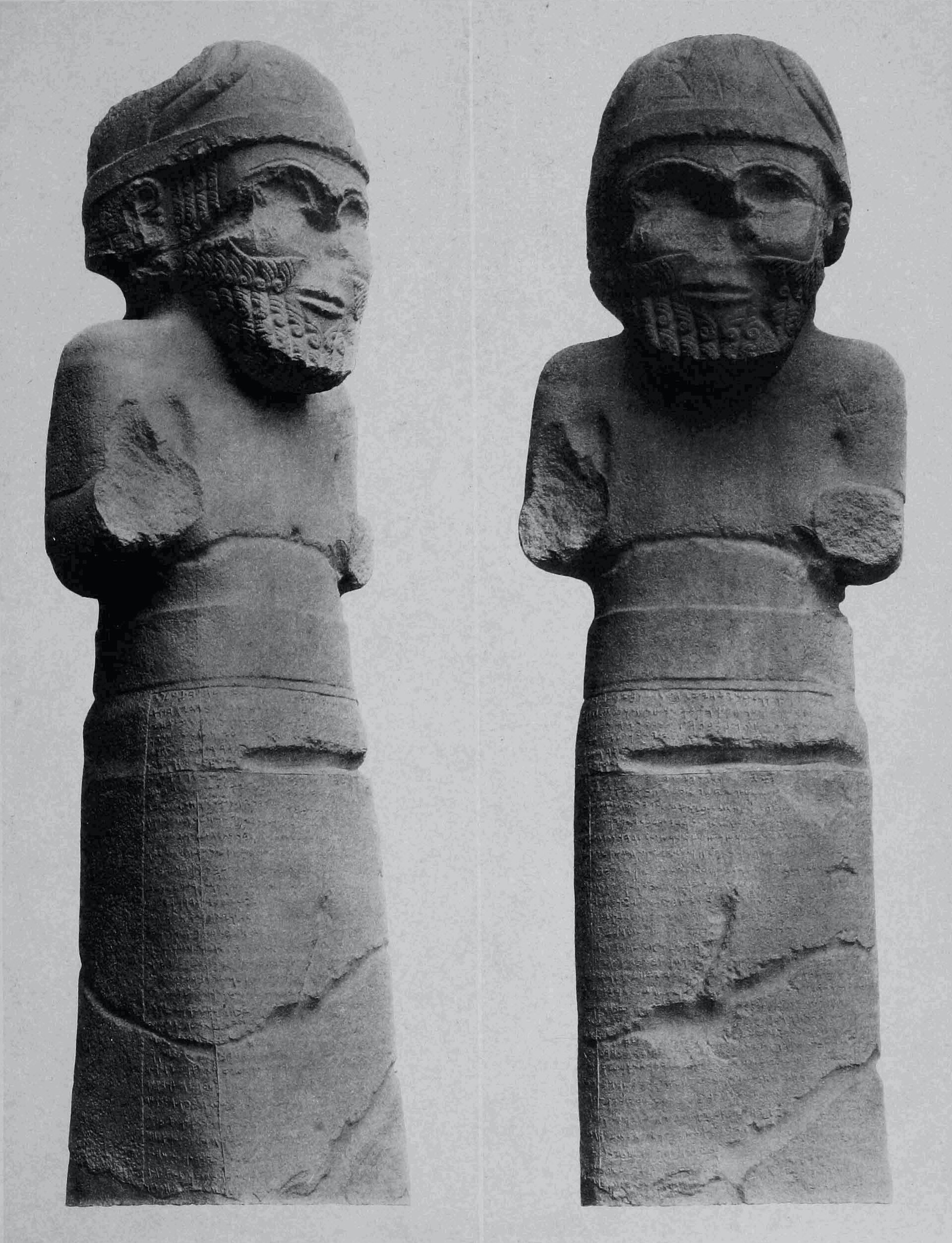 Basalt statue of the storm-god Hadad with Aramaic inscription (KAI 214), from Gercin near Zincirli, 8th c. BCE