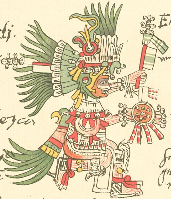 Huitzilopochtli depicted in the 16th-century Codex Telleriano-Remensis