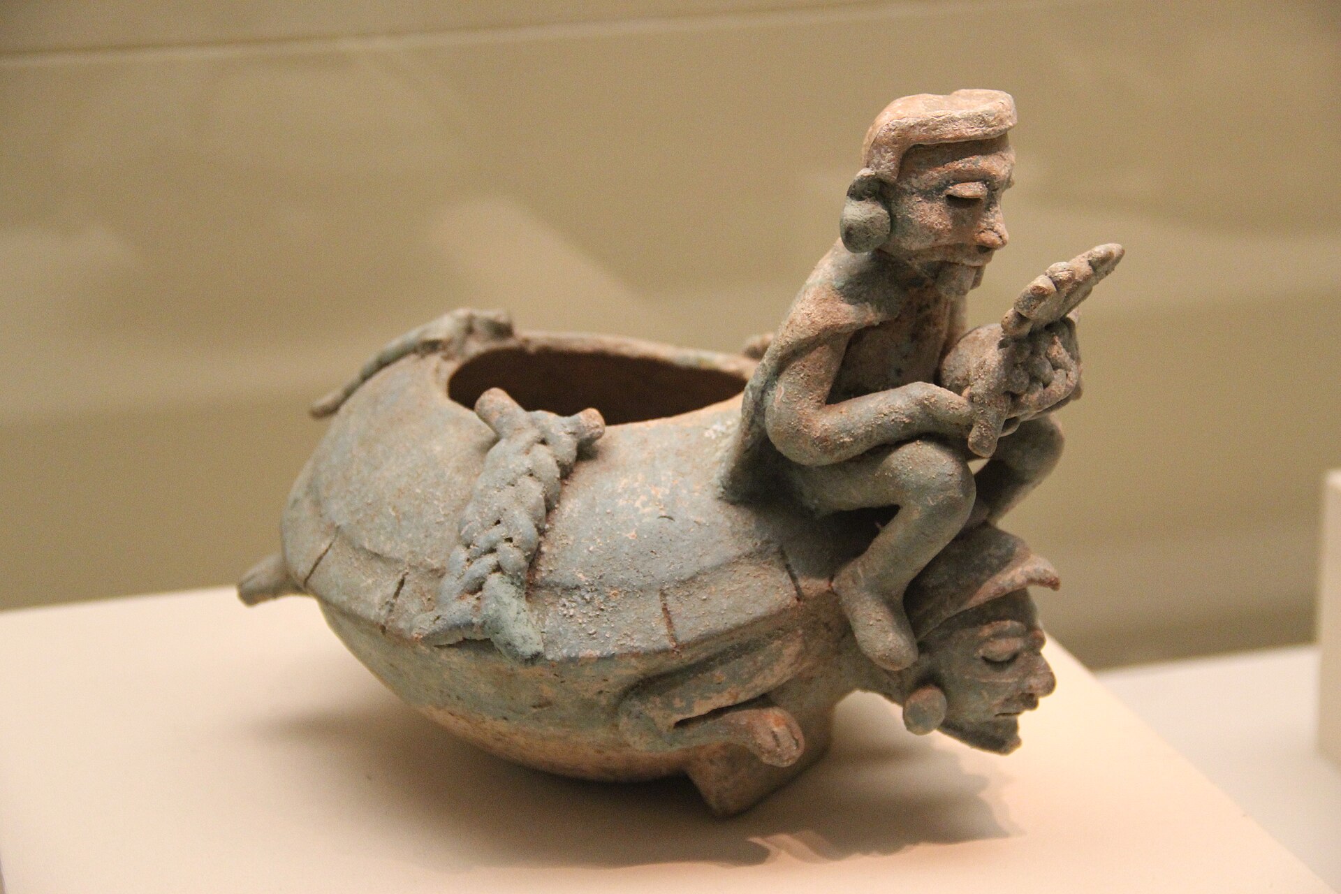 Maya effigy of Itzamna seated on a turtle, Postclassic, Mayapan
