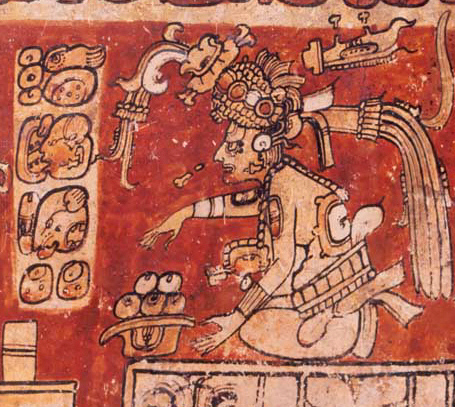 The aged Maya creator god Itzamna (God D), painted on a Classic-period ceramic vessel