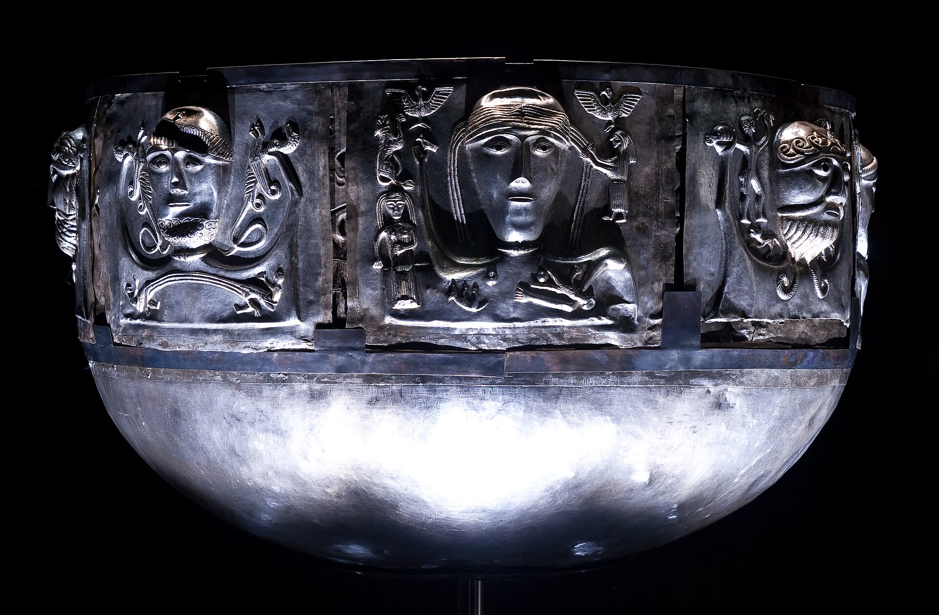 The Gundestrup cauldron, a decorated silver vessel of Celtic religious art (c. 150 BCE–1 CE), National Museum of Denmark