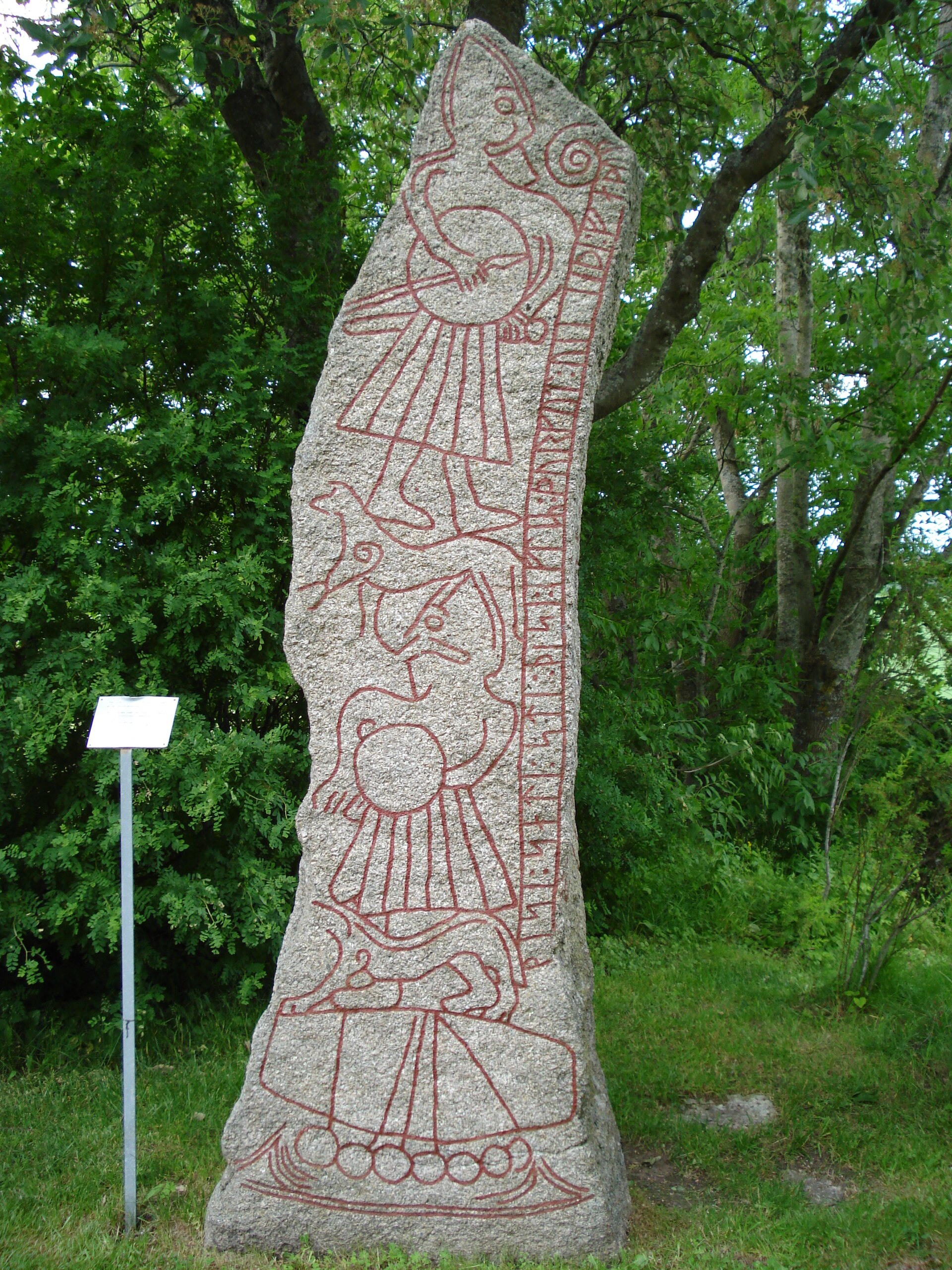 Ledberg runestone (Ög 181) from Östergötland, Sweden, bearing a carved Odin figure