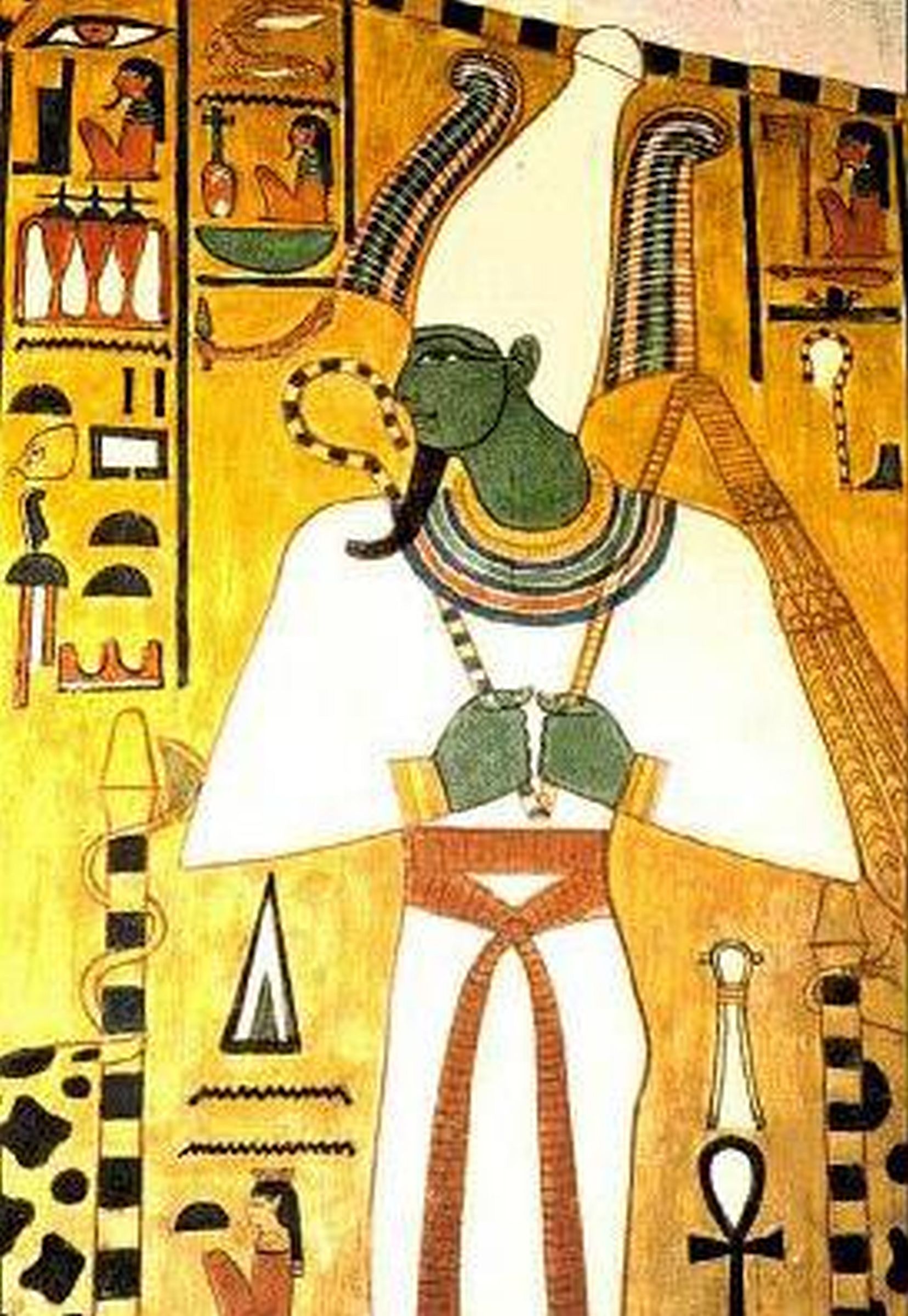 Osiris depicted on the wall of Queen Nefertari's tomb (QV66), Valley of the Queens, Egypt