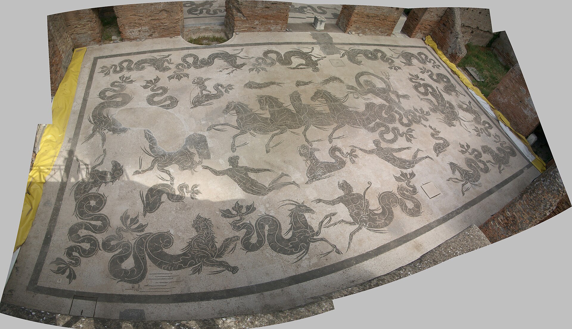 Roman floor mosaic of Neptune (Poseidon) from the Baths of Neptune at Ostia Antica