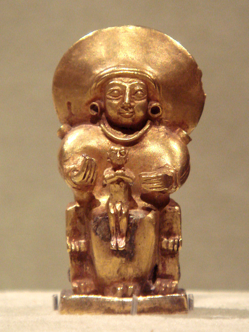 Hittite bronze figurine of a goddess and child, identified with the Sun Goddess of Arinna, 15th-13th century BCE, Metropolitan Museum of Art.