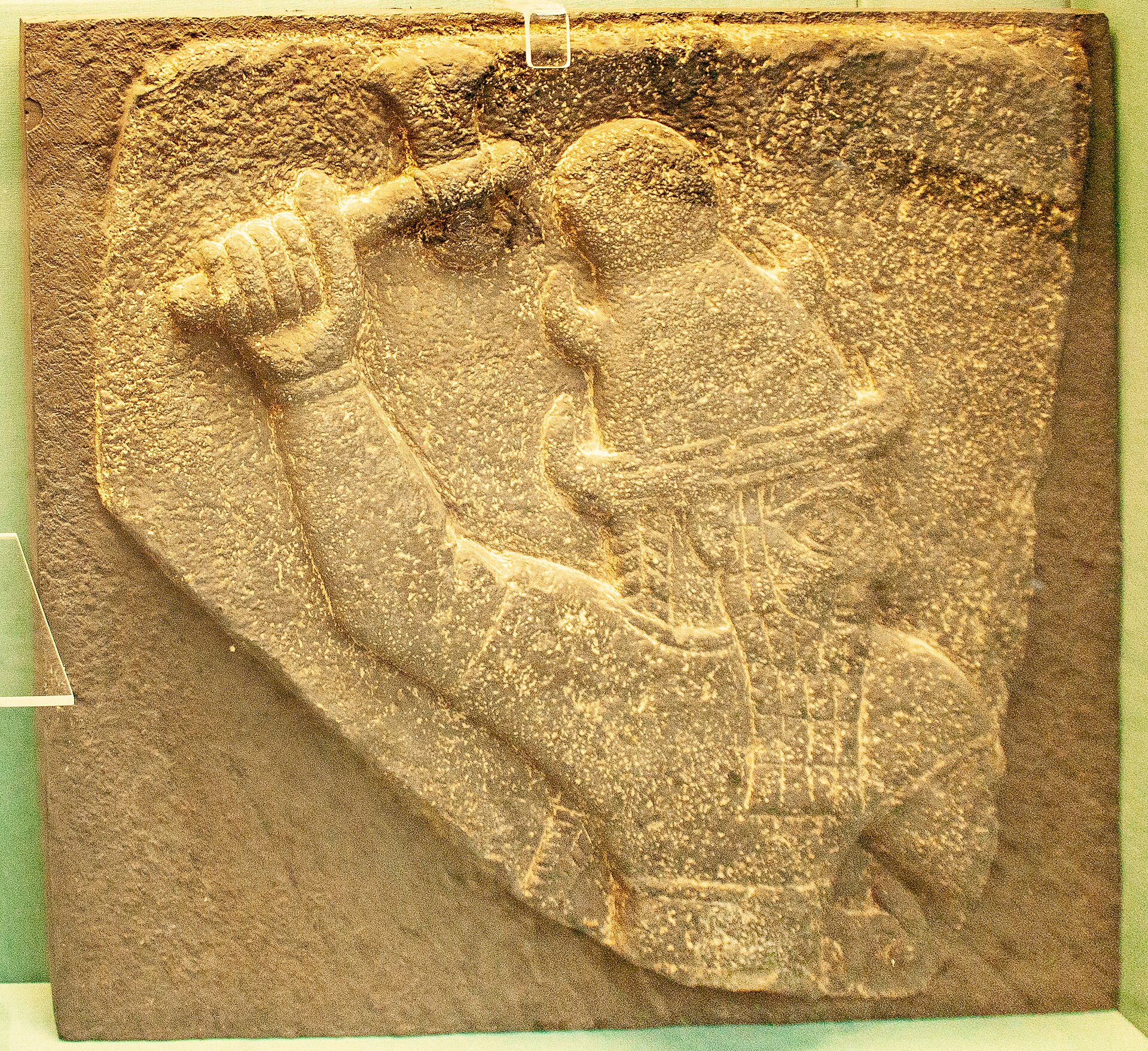 Basalt relief depicting the storm god Teshub, Neo-Hittite, from Carchemish, British Museum.