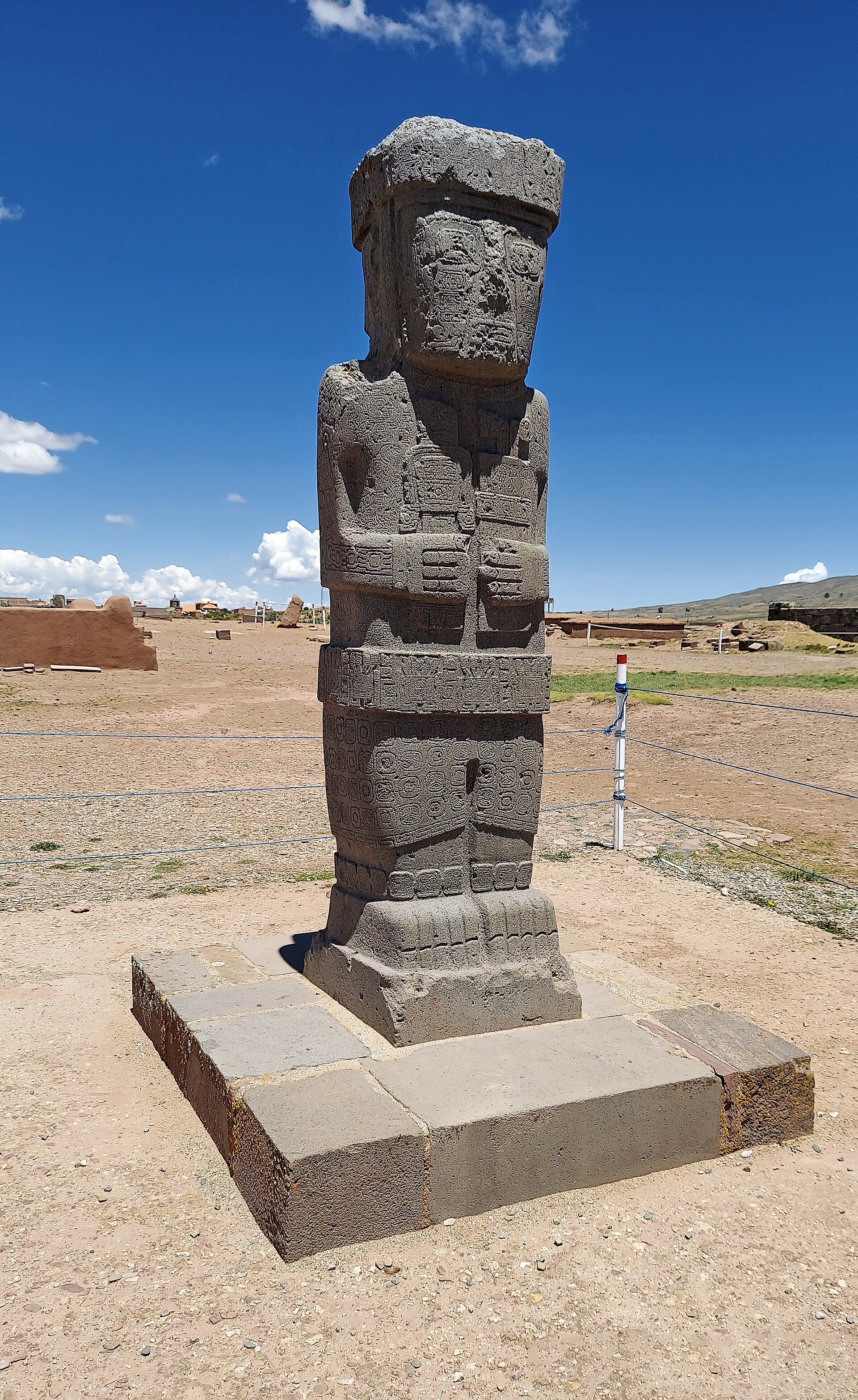 The Ponce Monolith, a carved anthropomorphic stela at Tiwanaku, Bolivia