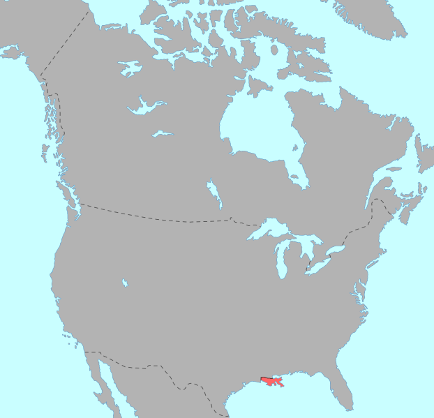 Map of the historical range of the Chitimacha language in southern Louisiana