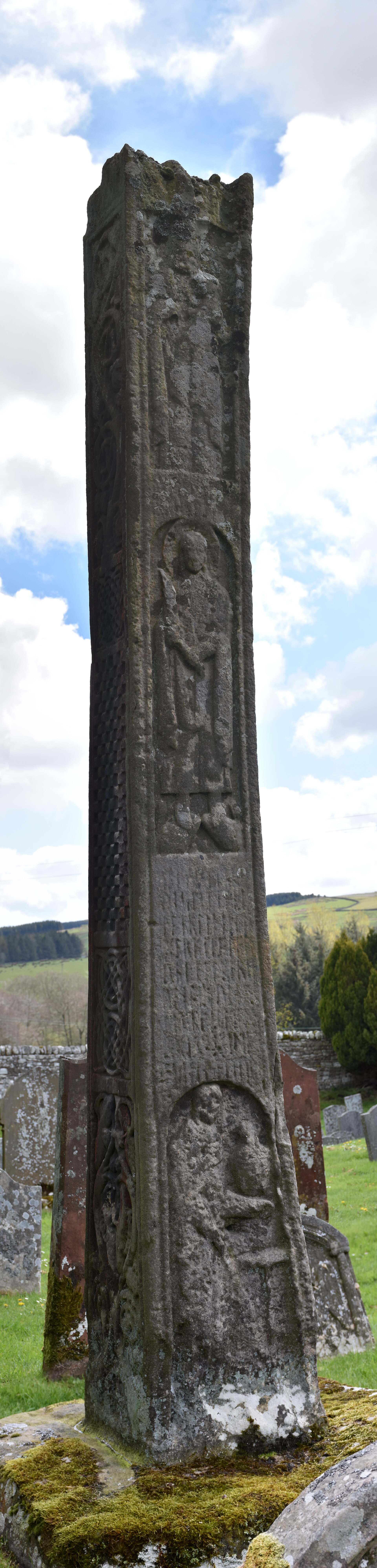 West face of the 7th-century Bewcastle Cross, Cumbria — early medieval inscribed monument in the former Cumbric-speaking region