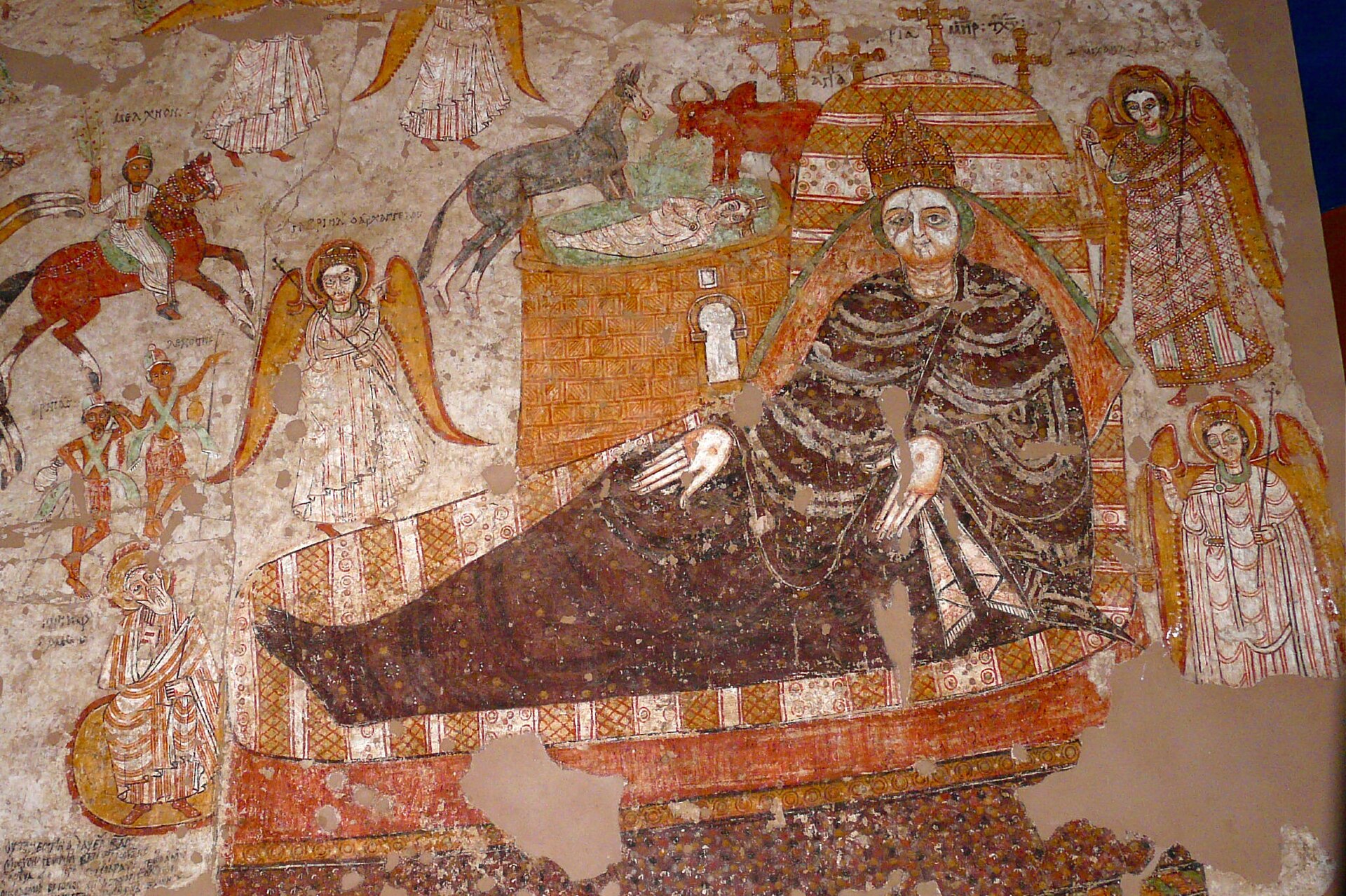 11th-century Nativity fresco from Faras Cathedral, Nubia, now in the Sudan National Museum, Khartoum