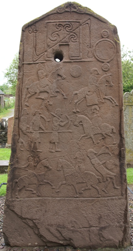 The Aberlemno churchyard cross-slab, Angus, Scotland — an early medieval Pictish carved stone bearing Pictish symbols alongside a Christian cross