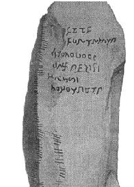 19th-century illustration of the Newton Stone, Aberdeenshire, showing its Ogham inscription alongside a second, still-unidentified script