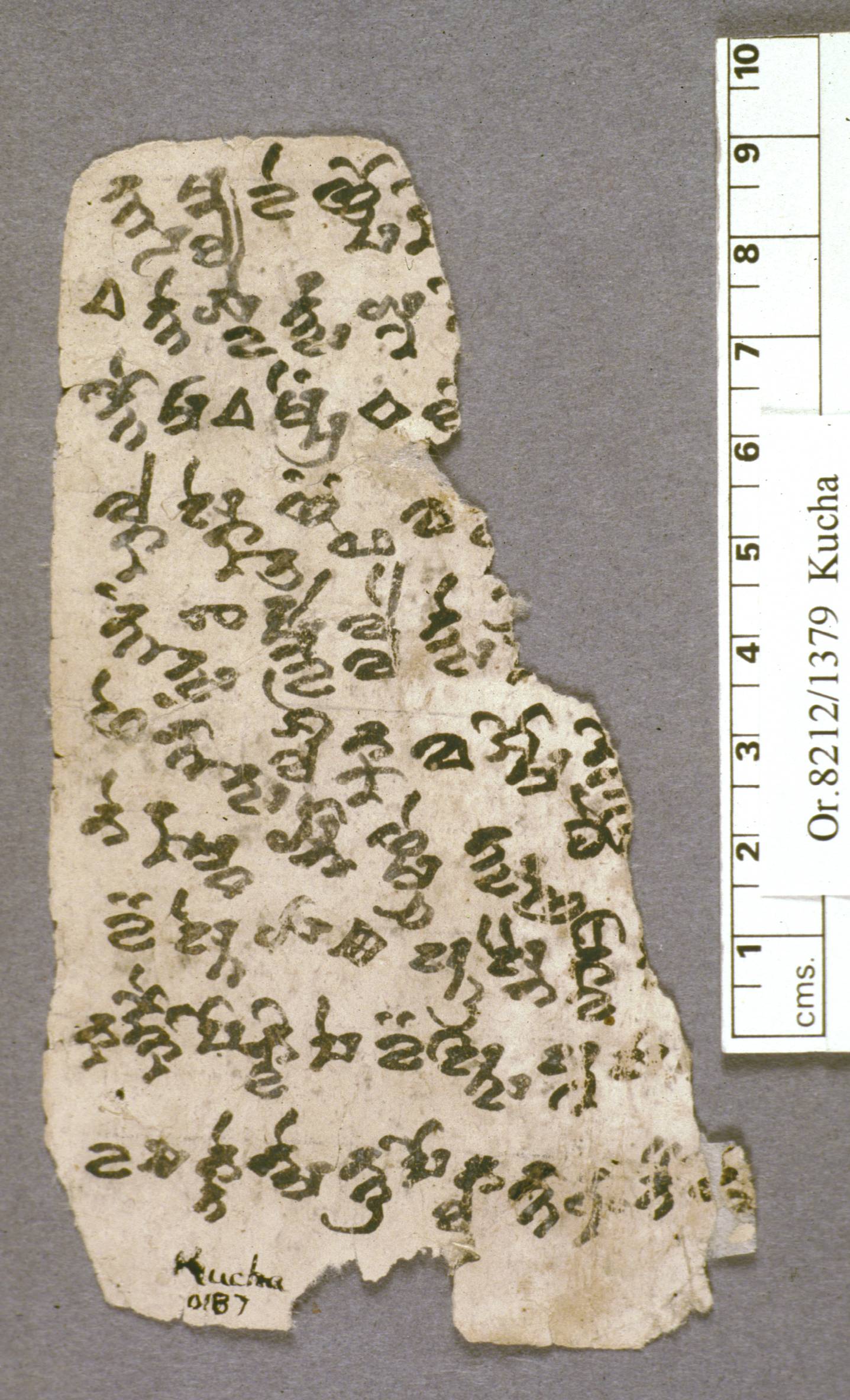 A Tocharian B manuscript fragment in Brahmi script from Kucha, Tarim Basin, British Library.