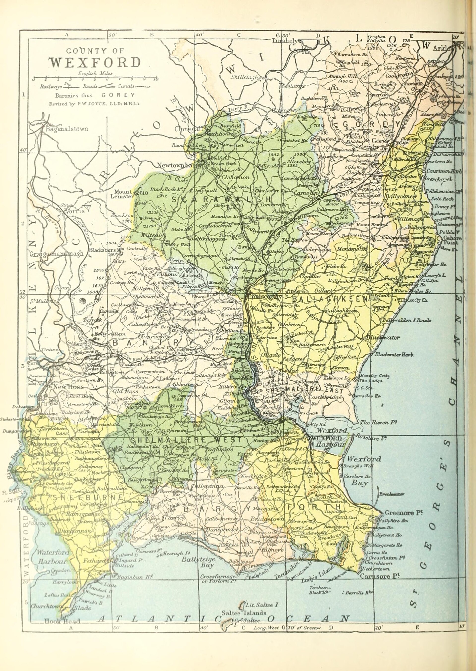 Map of the baronies of County Wexford, showing Forth and Bargy where Yola was spoken
