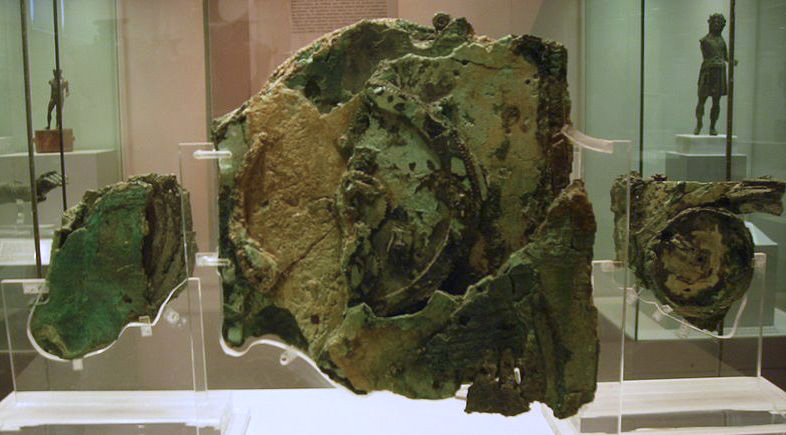 The corroded original bronze fragments (B, A and C) of the Antikythera mechanism