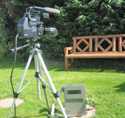 Sony SL-F1 Betamax portable recorder with camera, an early Betamax camcorder setup
