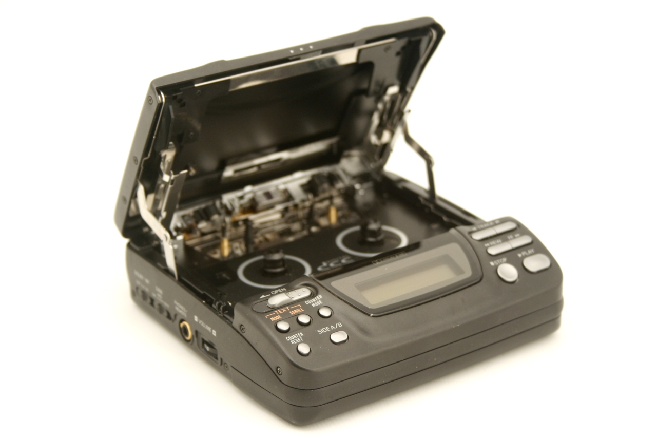 Philips DCC130 portable Digital Compact Cassette player in a museum collection