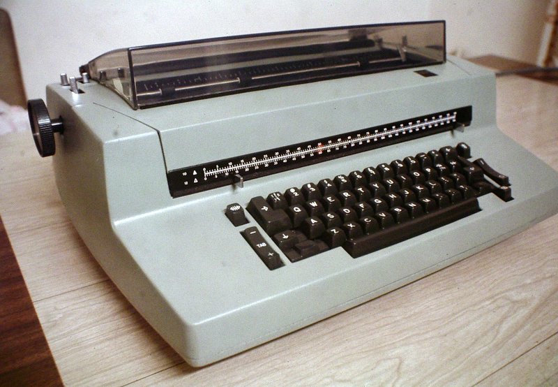 An IBM Selectric II typewriter on a desk