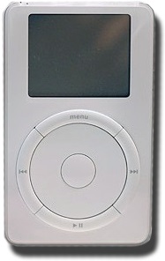 Original first-generation 2001 Apple iPod with mechanical scroll wheel