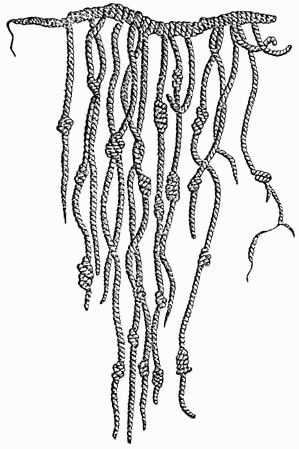 An Inca khipu (quipu) — a knotted-cord recording device from the Tiwanaku culture, now in a German museum
