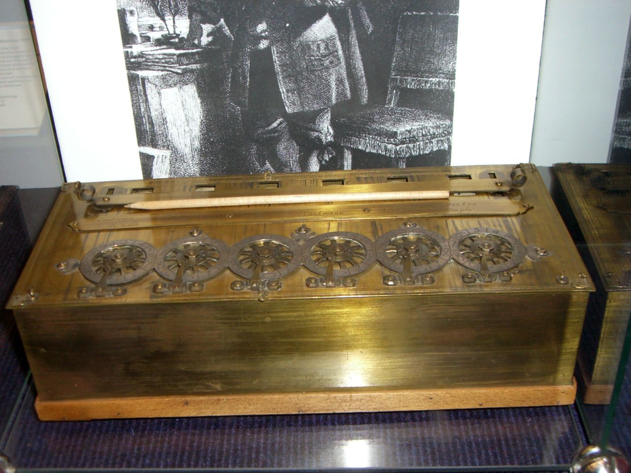 A Pascaline, Blaise Pascal's mechanical adding machine of the 1640s