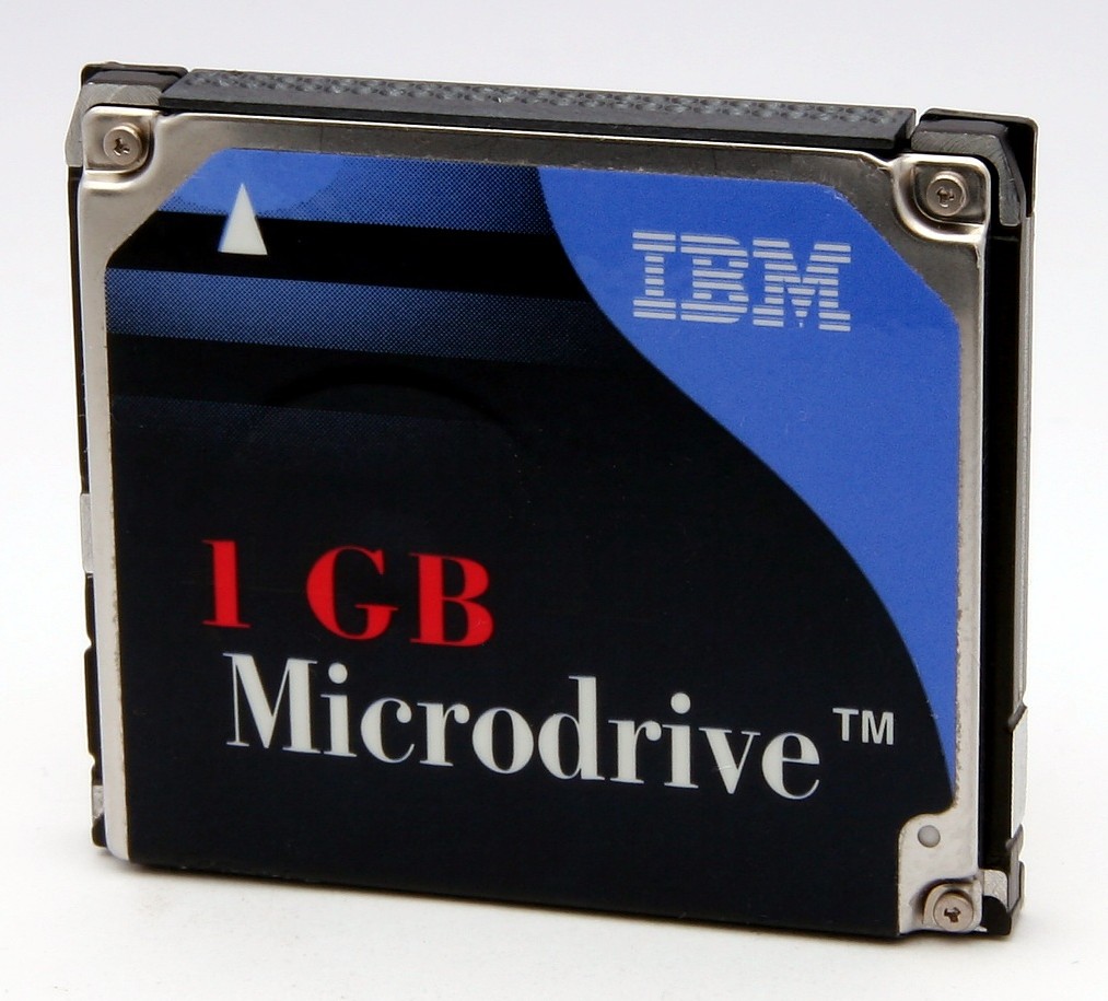 An IBM Microdrive 1 GB, the CompactFlash Type II-sized 1-inch hard drive