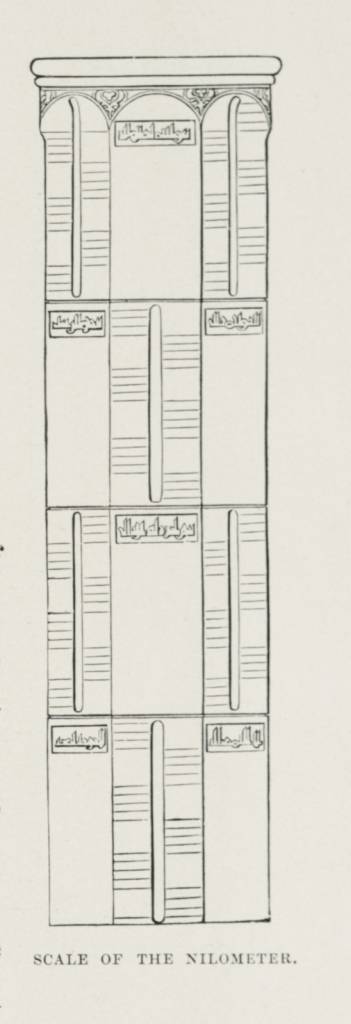 1878 engraving of a graduated nilometer scale used to measure the Nile flood