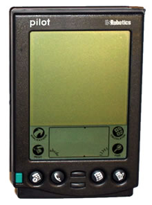 A Palm Pilot 5000 handheld PDA on a plain background.