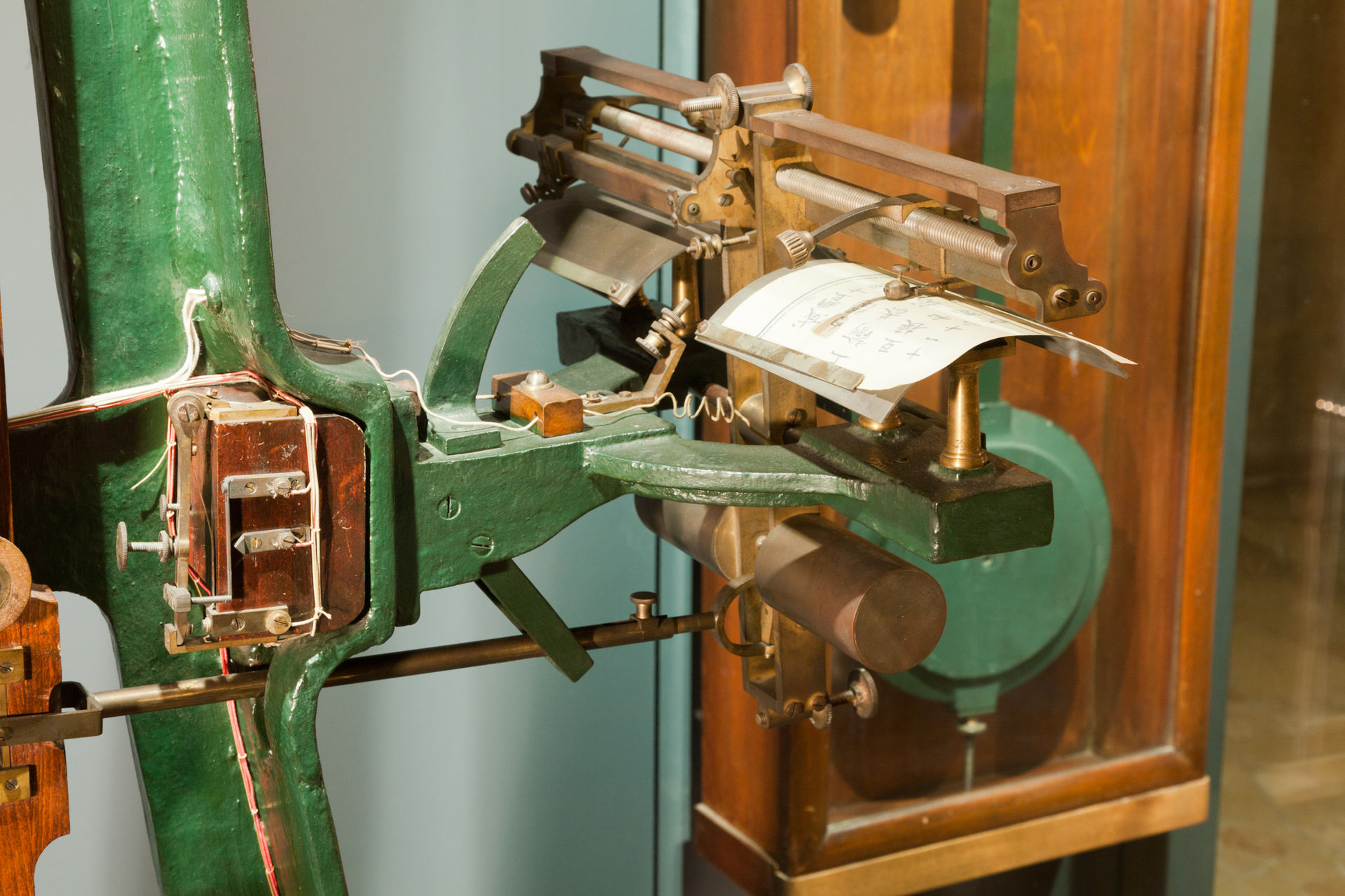 Detail of the mechanism of Caselli's pantelegraph at the Milan science and technology museum