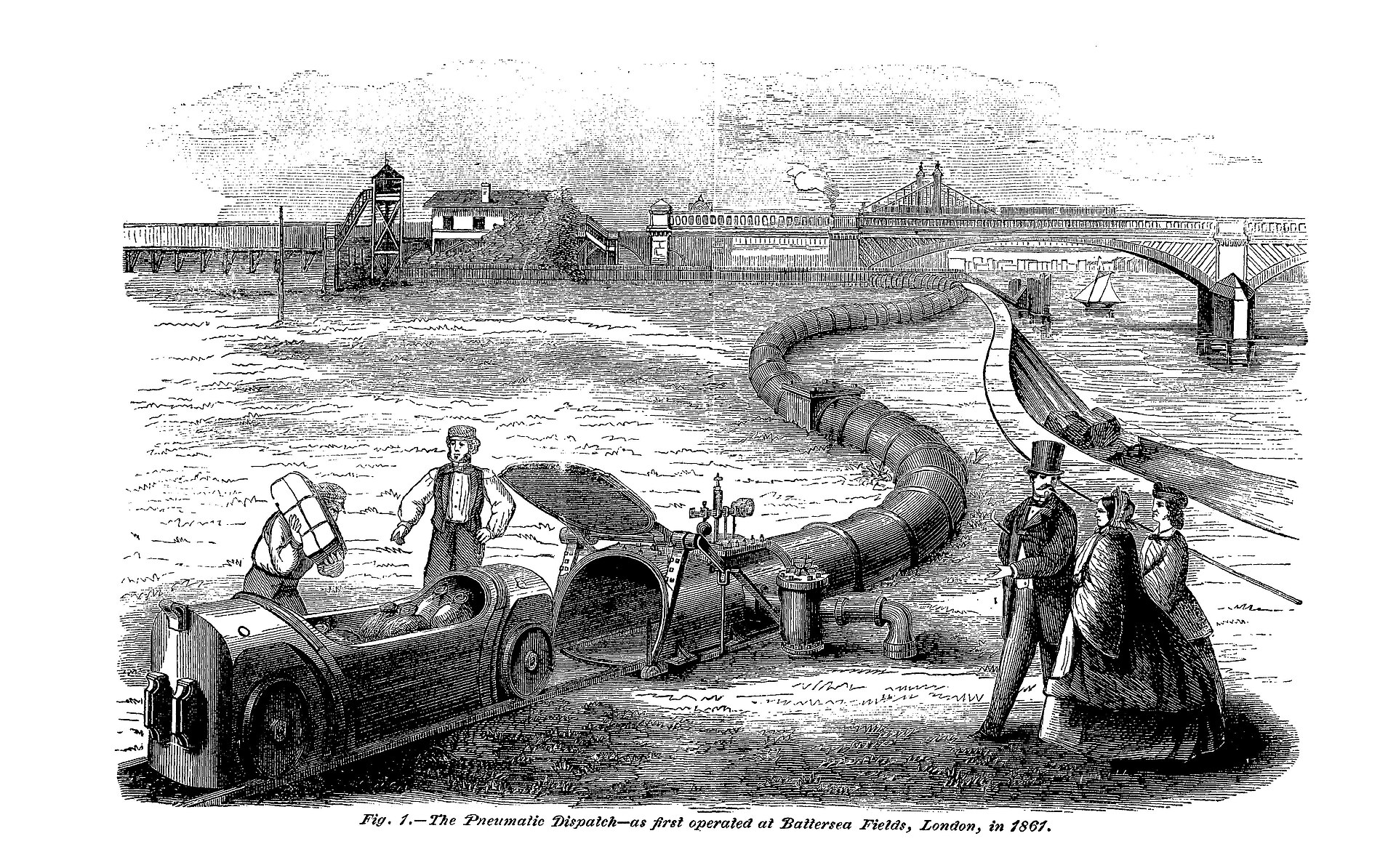 An 1861 test of London's pneumatic despatch system