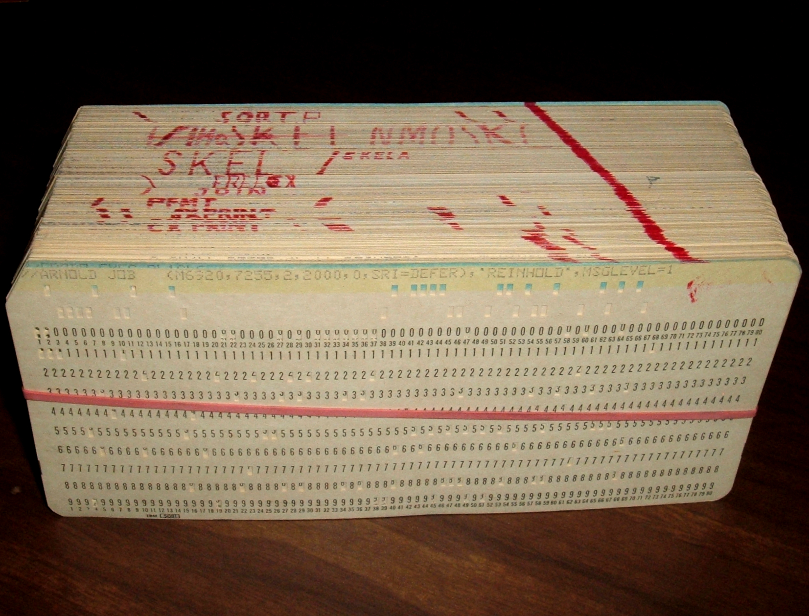 A deck of IBM punched cards holding a computer program, the data-processing medium of early computing.