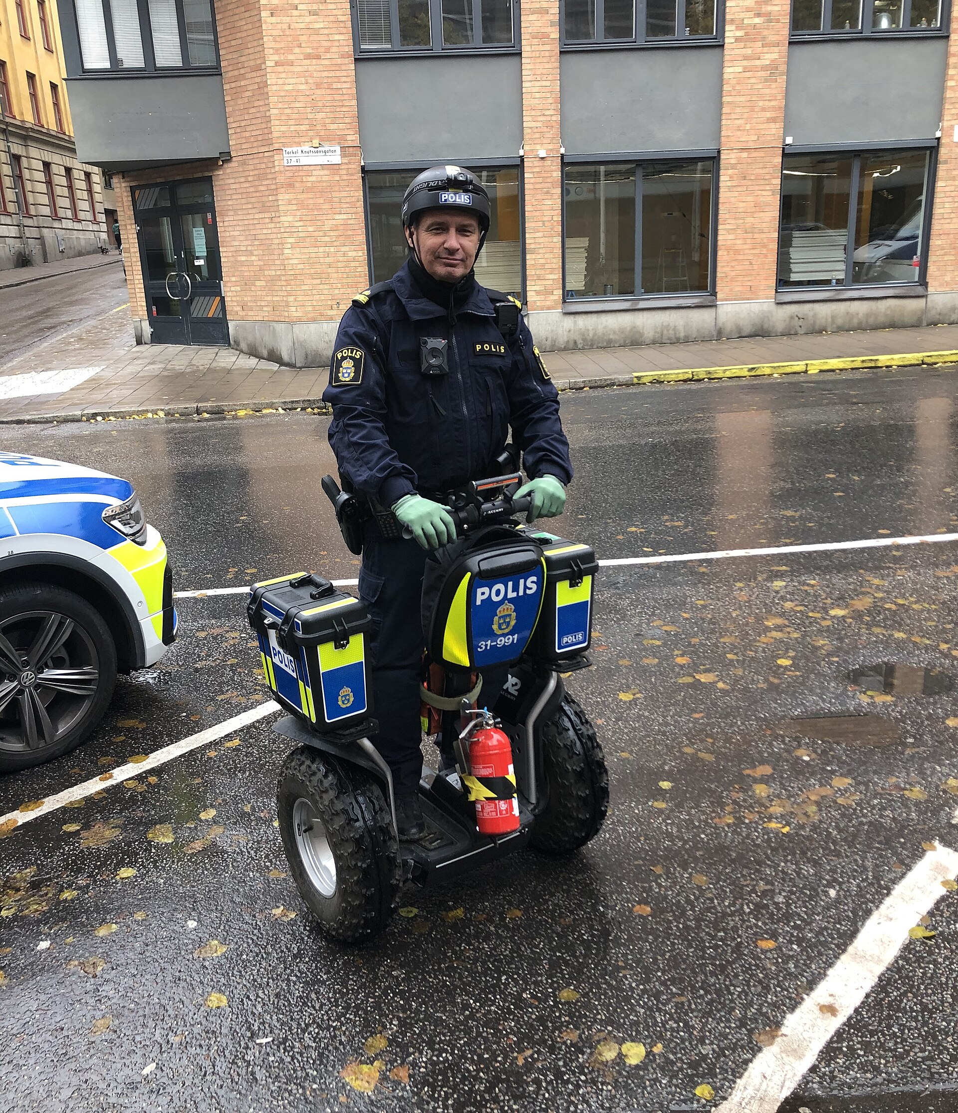 A police officer patrolling on a Segway PT in Sweden