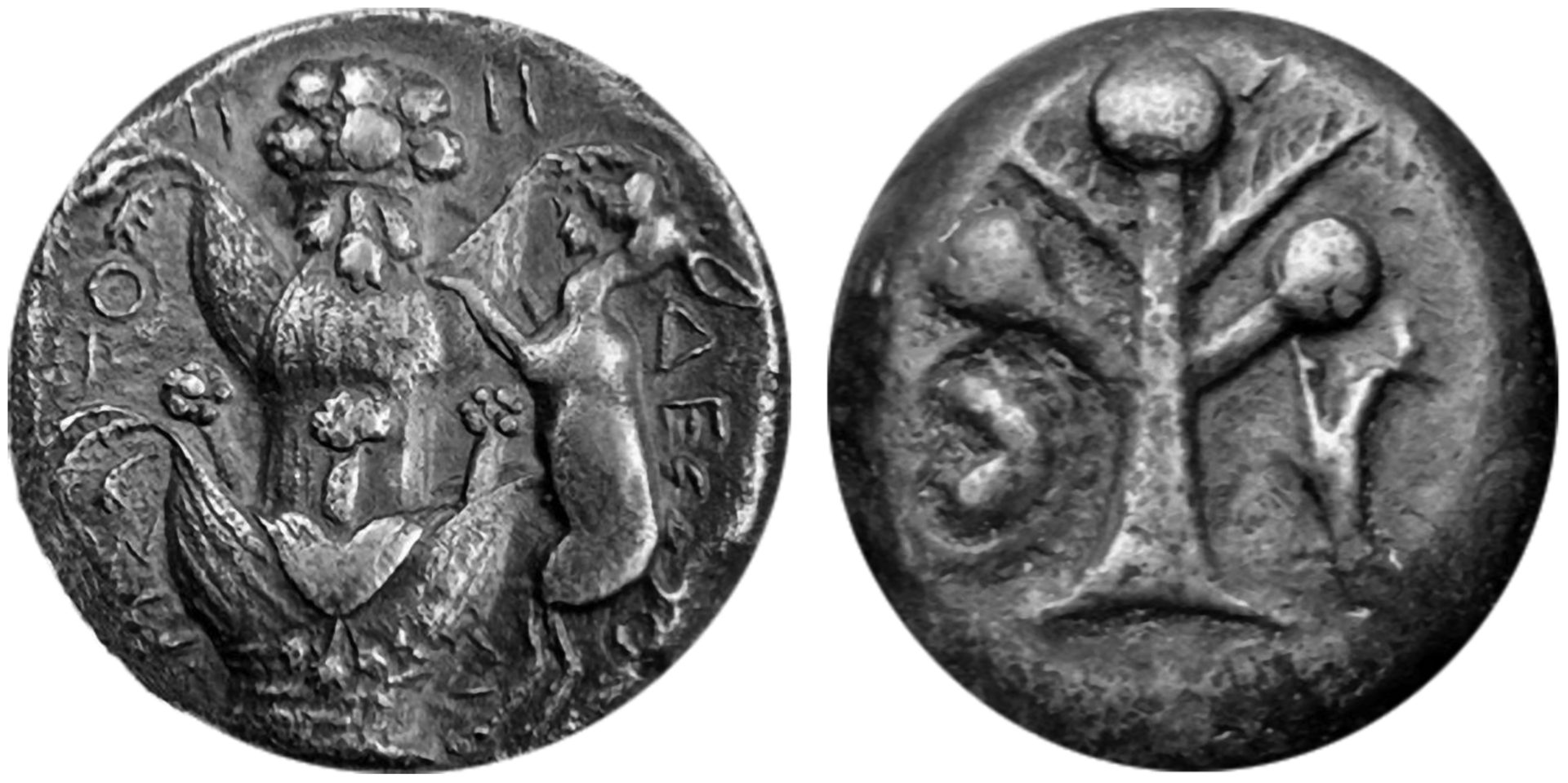 Cyrenaican coin depicting animals feeding on a silphium plant