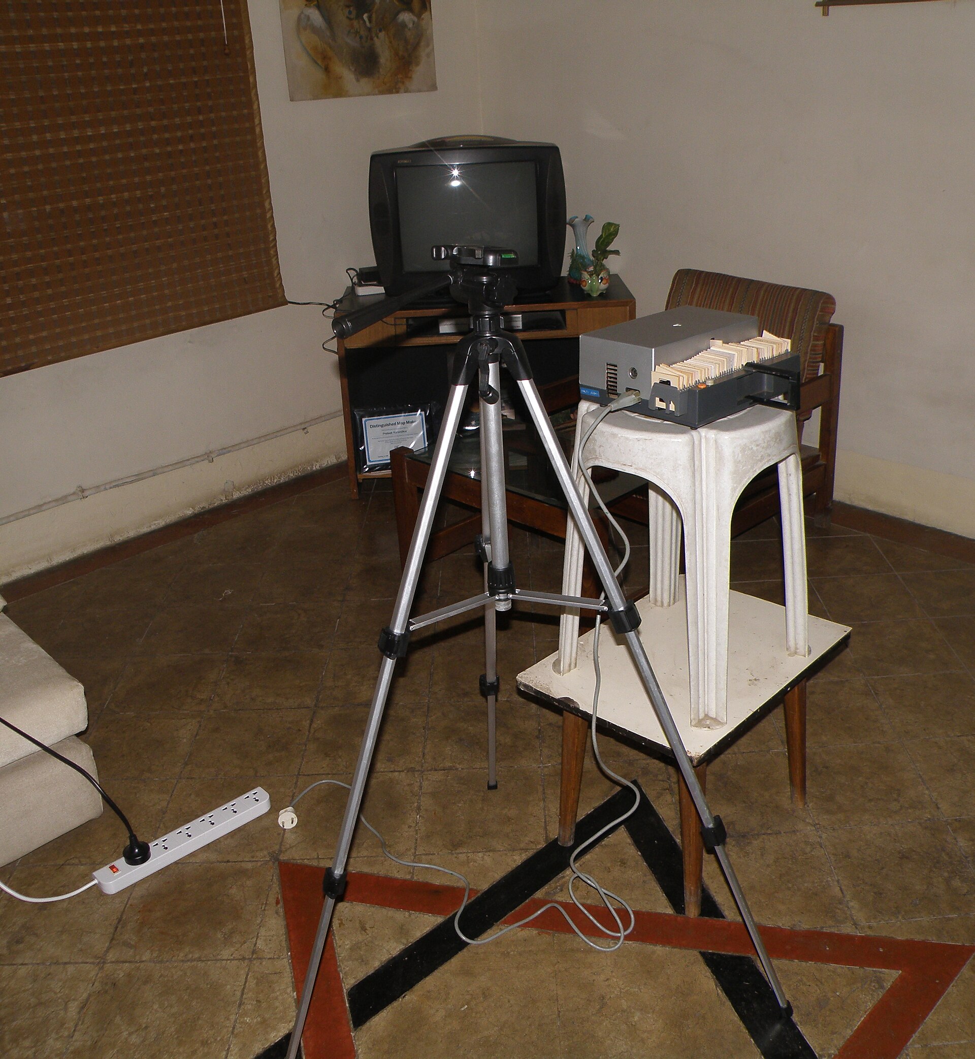 Old 35mm slides being digitized by photographing their projected images